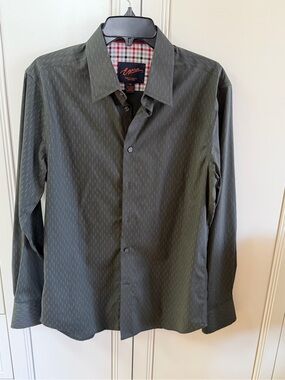 Egara Men's Long Sleeve Dress Shirt - Charcoal Pinstripe